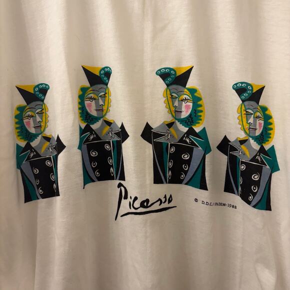 Vintage 1988 Pablo Picasso T-Shirt Art Museum Portrait Graphic Barcelona XL Mint - Picture 3 of 7